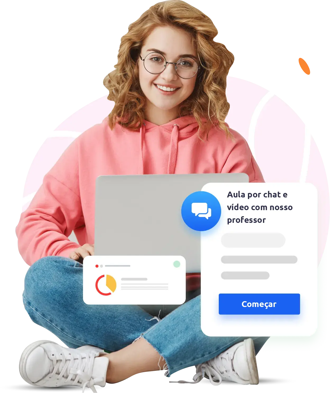 Aula por chat e vídeo com nosso professor